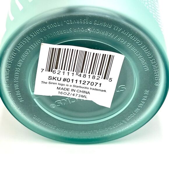 NEW Starbucks‎ LIMITED EDITION Mint Green Ribbon Swirl 16 OZ Insulated Tumbler - Picture 9 of 10